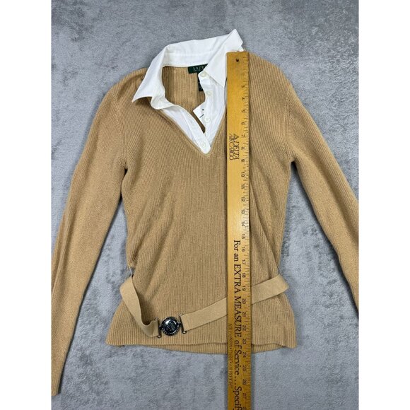 NWT Lauren Ralph Lauren Preppy Knit Sweater Logo Belt Coastal Cowgirl Classic M - Picture 7 of 8